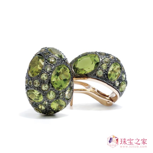 玫瑰金、拋光銀鑲嵌橄欖石 耳環(huán) 售價(jià):RMB53,900