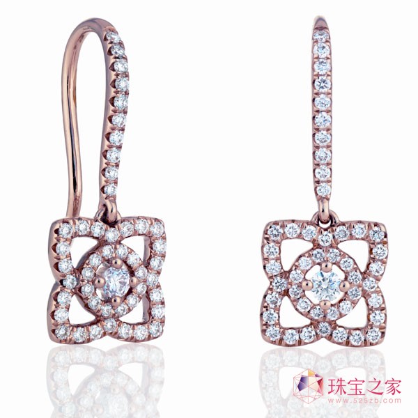 Enchanted Lotus系列 玫瑰金垂墜式耳環